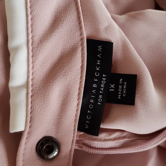 457 VICTORIA BECKHAM Blush Collared Shift Dress 1X NEW Women's Plus - Picture 11 of 15